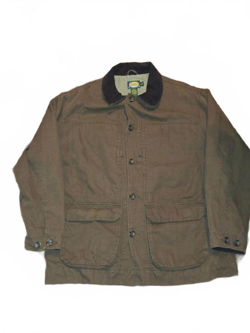 Vintage Cabelas Canvas Field Jacket Barn Chore Coat Corduroy Collar Mens L